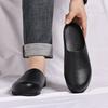 Fashion Genuine Leather Men Shoes Fashion Baotou Half Slippers Classic Mule Shoes Non-slip Chef Shoes for Men Comfortable Loafers Slides