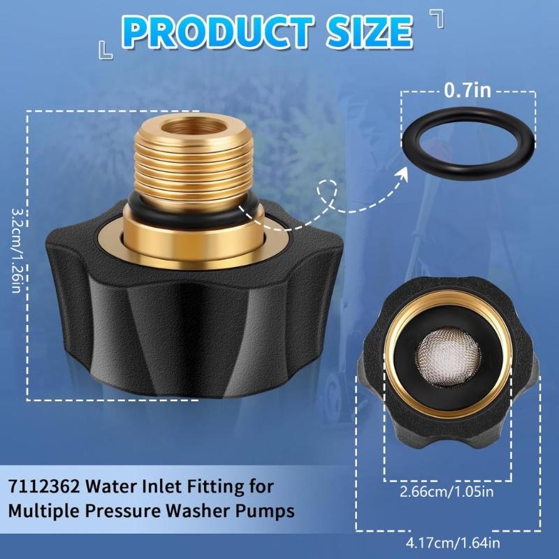Inlet Adapters for Pressure Washer Pumps 3/8Inch NPT Male Thread And 3/4 Inch GHT Female Hose Fitting With Debris Filter