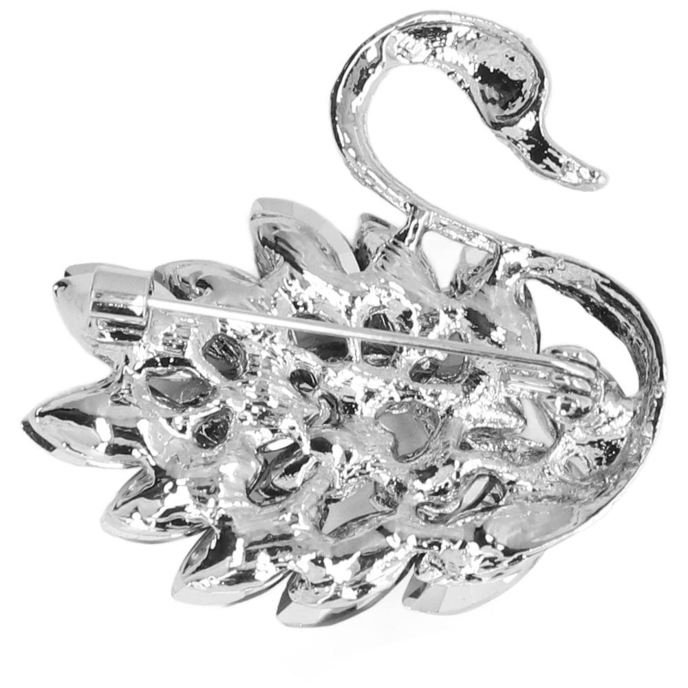 2pcs Alloy Material Swan Brooch Exquisite Craftsmanship Rhinestone Brooch Crystal Brooch  For Women