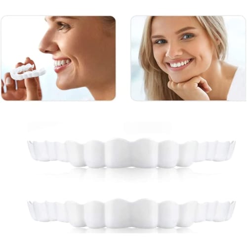 4-Piece Fake Teeth, Dentures, Instant Smile Teeth Covers, Cosmetic Teeth, Comfortable Fit, Most Comfortable Upper and Lower Teeth Care, Teeth Whitenin