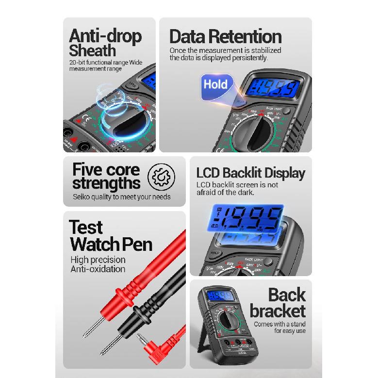 Digital Multimeter Esr Testers ANENG XL830L Automotive Electrical Meter Dmm Transistor Peak Tester Meter Capacitance Meter tools