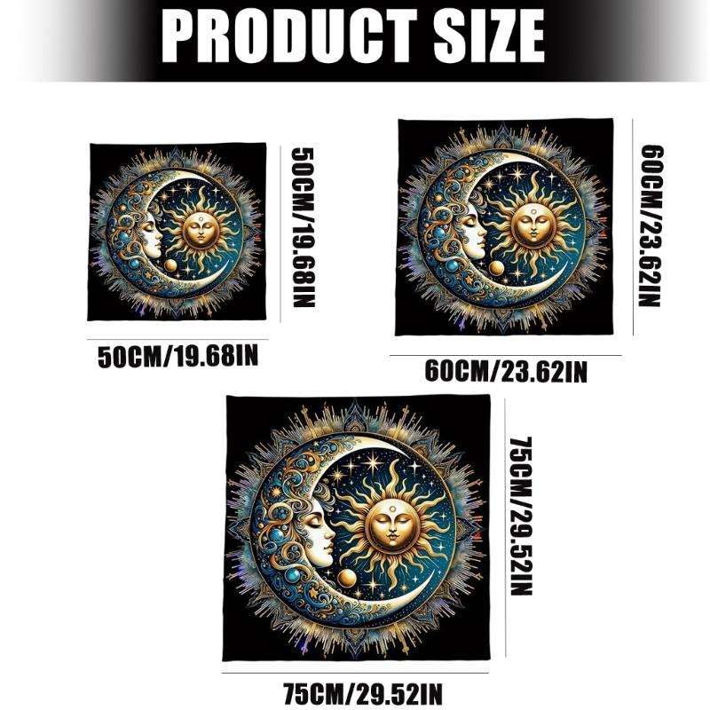 Sun Moon Pattern Astrology Tablecloth Altars Cloth Square Divinations Card Table Cloth Witchcrafts Deck Cloth