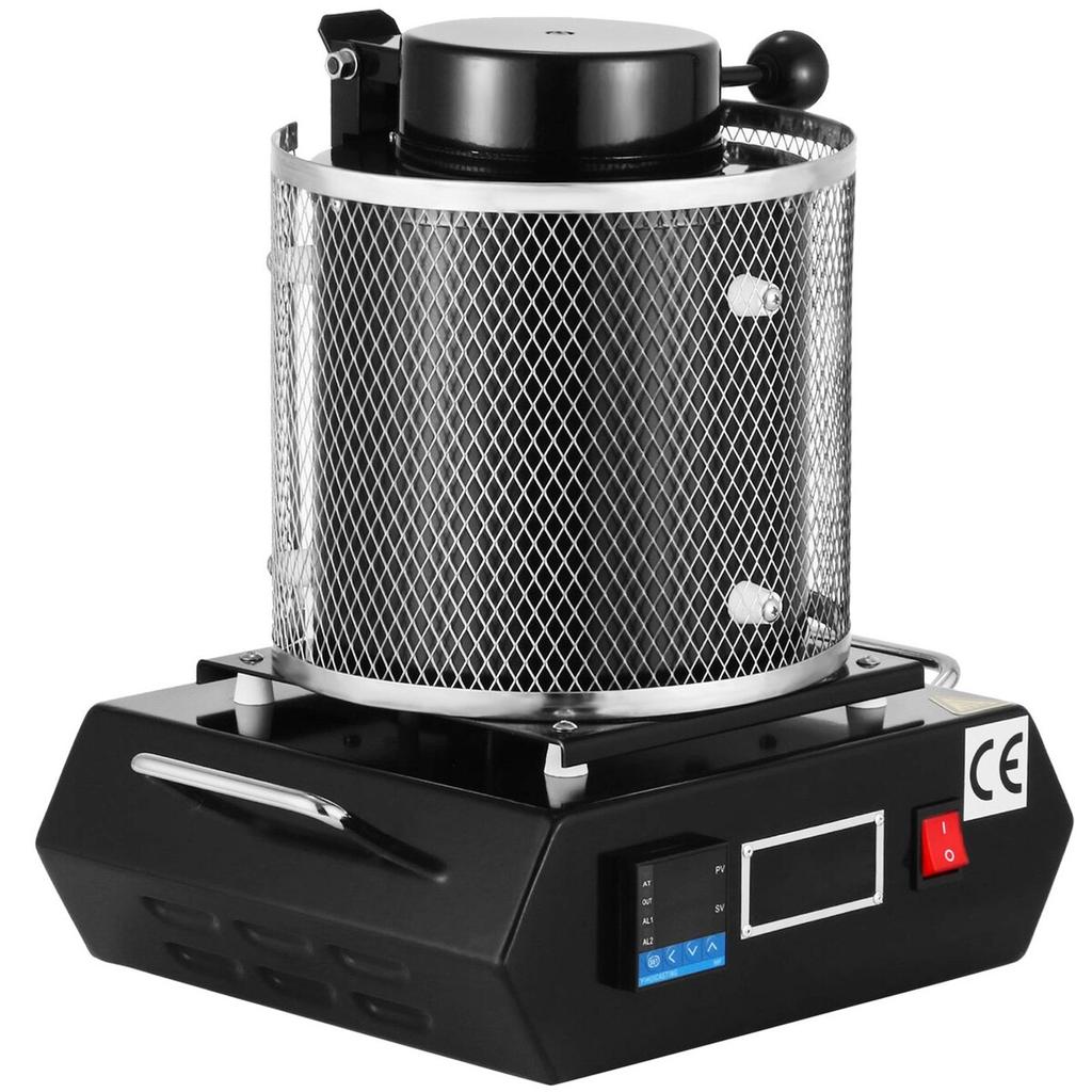 Horno de Fusión de Oro, 1350W, 1150°C Temperatura Máxima, Máquina de Horno de Fusión Eléctrico Digital, con Crisol Cerámico de 3 kg, para Fundición Refinación Preciosos