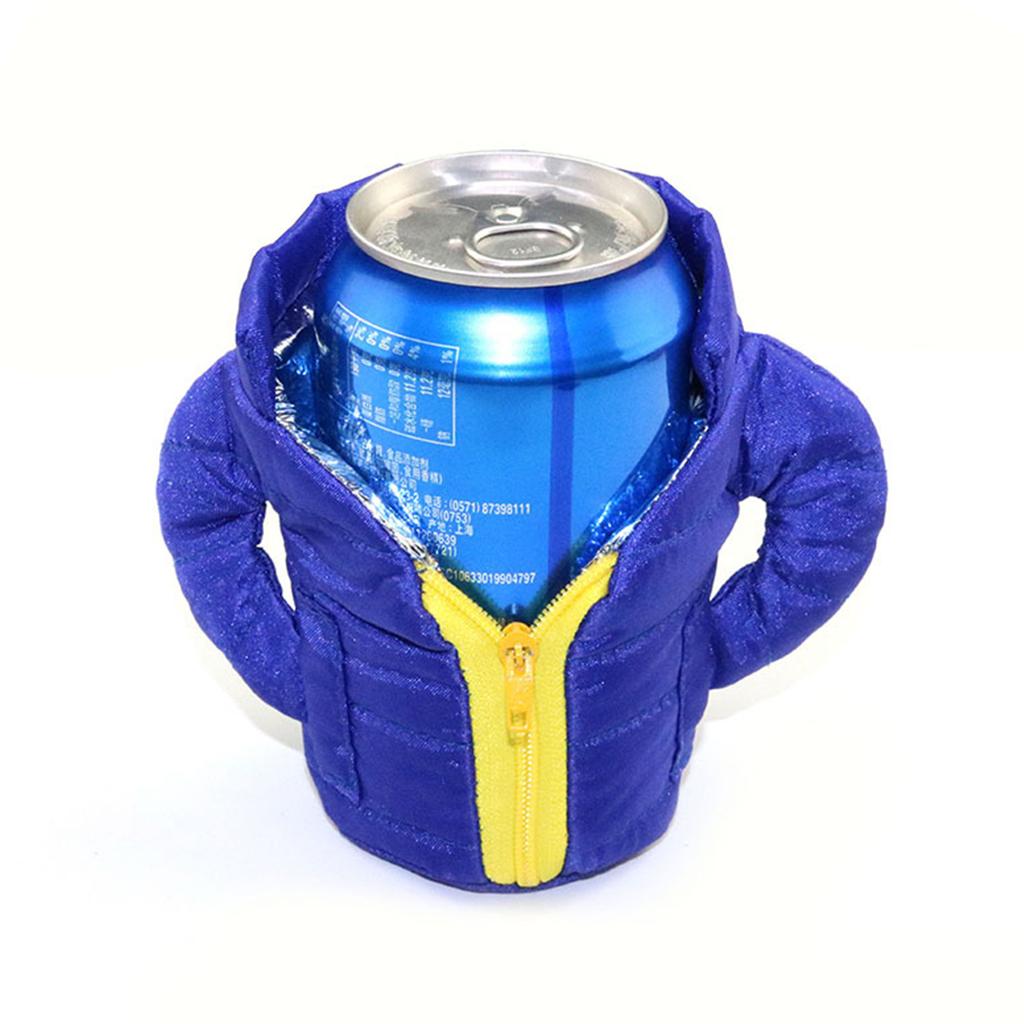 Drink Insulated Jacket Two Insulation Layers Cloth Can Jacket Cooler for Summer Camping Picnic Blue