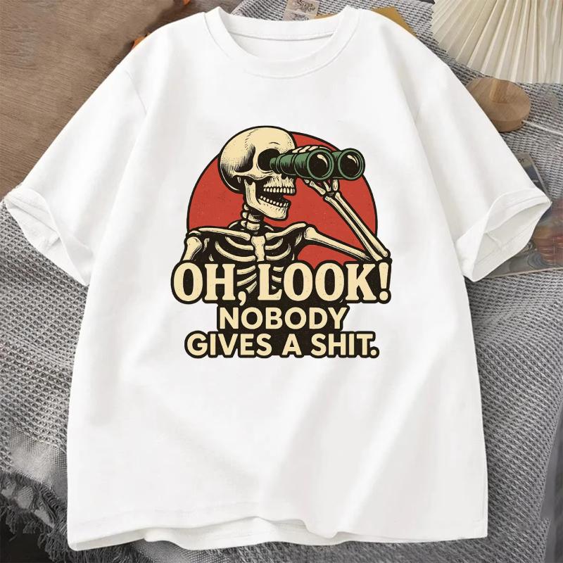 Oh Look Nobody Gives A Shit Sarcasm T-shirt Summer Men's Tracksuit Round Neck Short Sleeve Sportswear Casual Fun Tops Polyester Tee