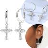 925 Silber Klassischer Zirkon Kreuz Anhänger Creolen für Damen Schmuck Geschenk