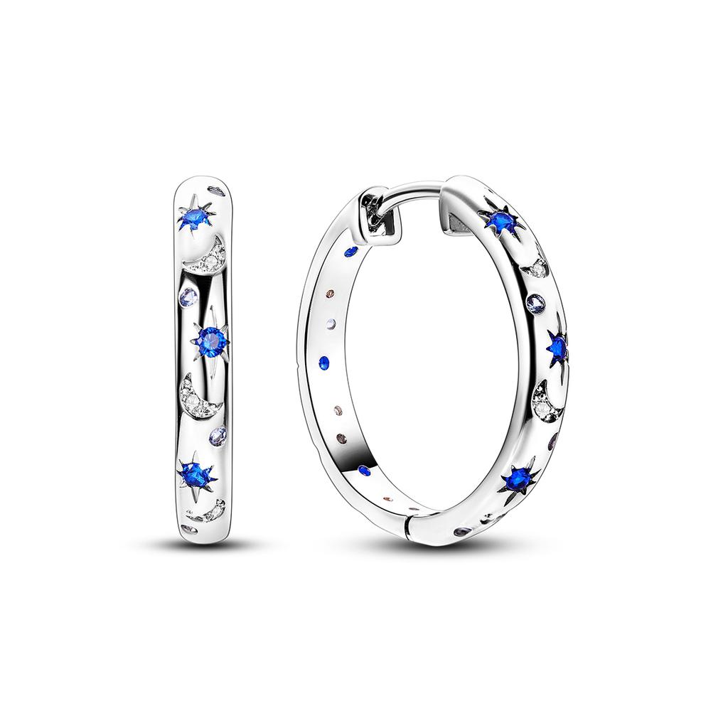 Silver Plated Hoop Earrings Moon Star Dreamcatcher Colored Zircon Fine Earring Jewelry Gift for Women
