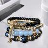 Adjustable Beaded Bracelet Bohemian Style Multi-layered Bracelet Set with Faux Pendants for Women Stackable Jewelry Set for Her