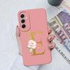 Phone Case For Samsung Galaxy A34 A33 A32 Elegant Rose Letter Soft Liquid Silicone Sqare Back Cover For Samsung A 34 33 32 Shell