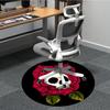 1pc Skull Rose Office Round Area Rug,  Mat Suitable For Office, Under Office Chairs Bedroom Living Room Home Decor, Room Deco