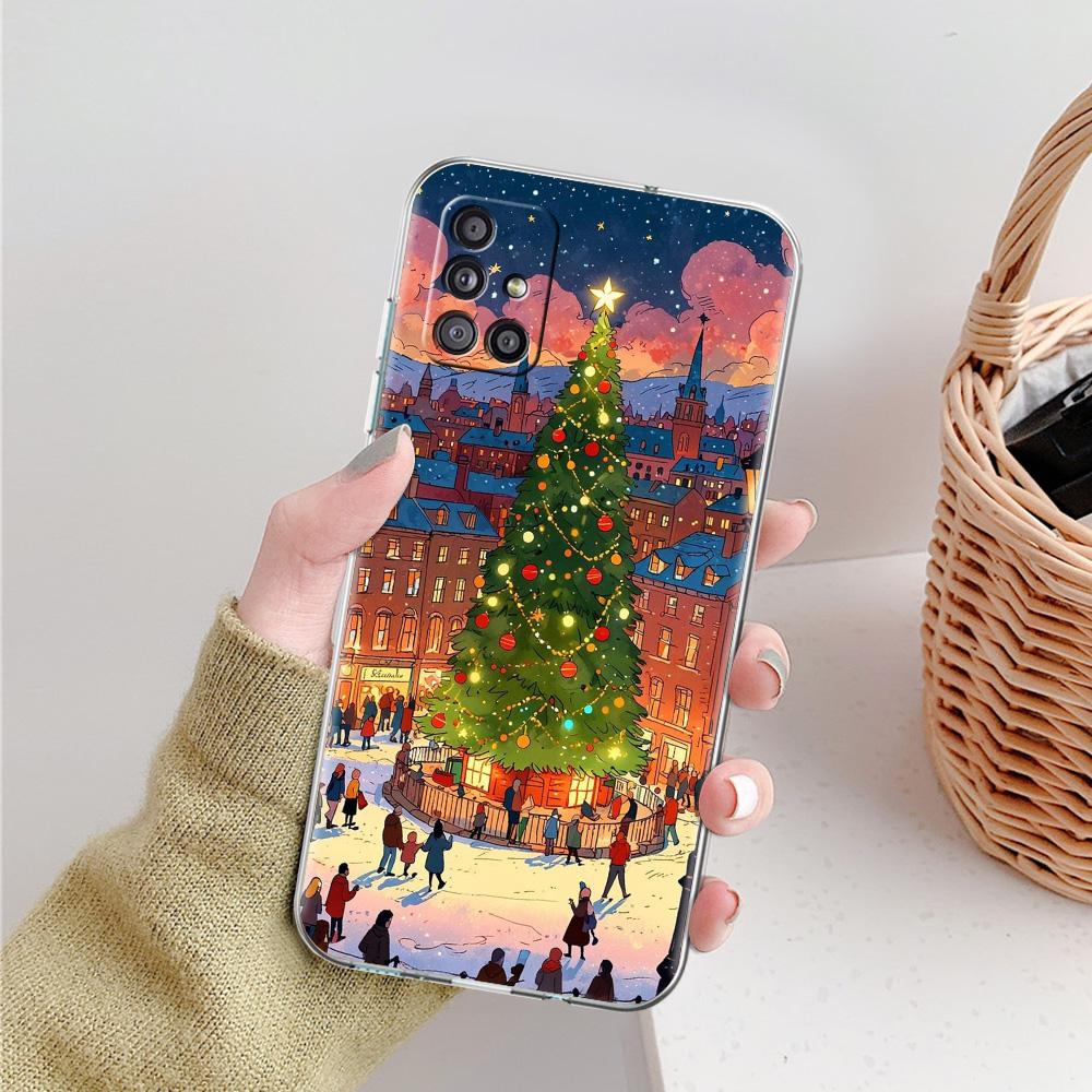 Phone Case For Samsung A15 A13 A35 A55 A51 A71 A41 A31 A21S A05 A17 A23 A25 A33 A53 A73 5G A07 4G Cover Cartoon Christmas Style
