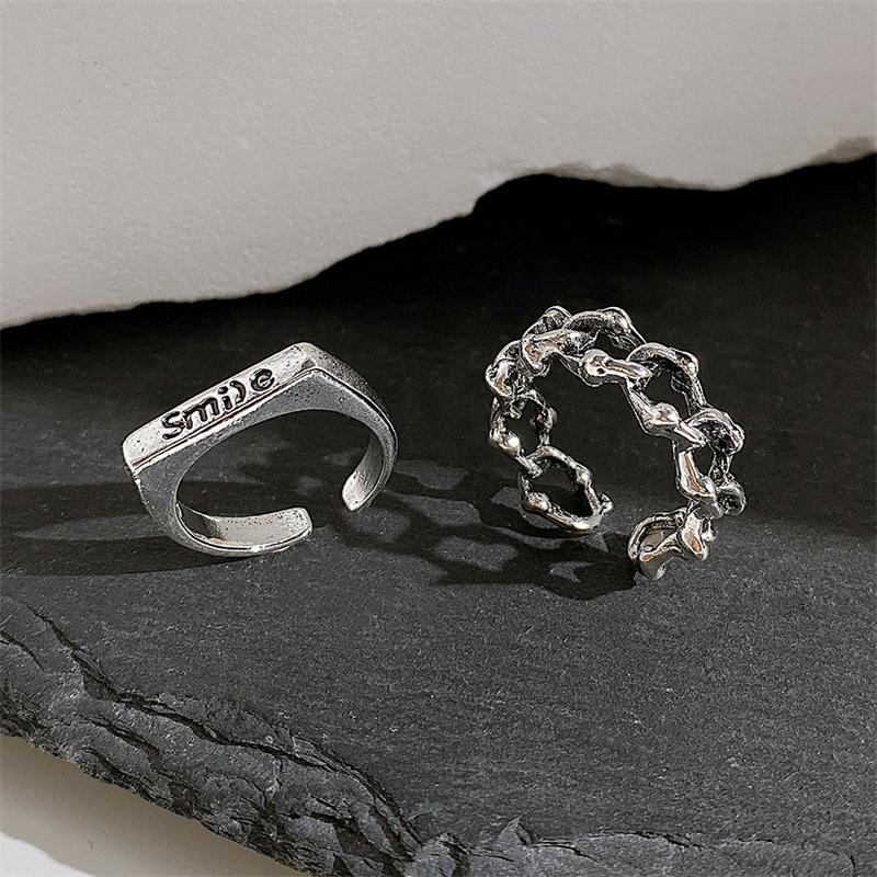 Kpop Silver Color Rings Set Y2K Crystal Heart Rings for Women Hollow Trendy Fashion Jewerly Emo Rings Accessories