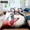 Copripiumino Husky Cucciolo Animale Domestico Fiore Floreale Giungla Paesaggio Naturale Set Biancheria da Letto Animali Carini Poliestere Matrimoniale Queen King Copripiumino