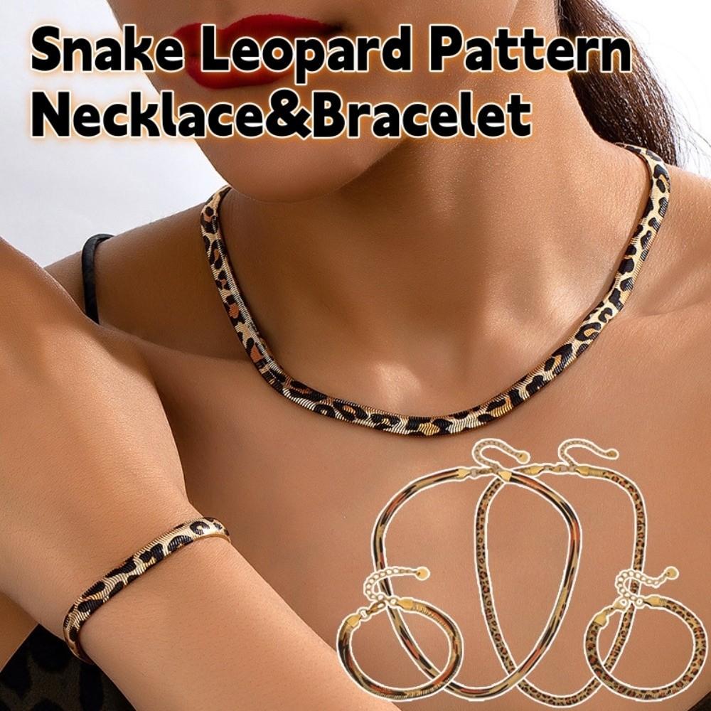 Utsøkt Armbånd med Slangemønster Håndkjede Halskjede i Slangeskinn Leopardmønstret Kragebenskjede Unisex