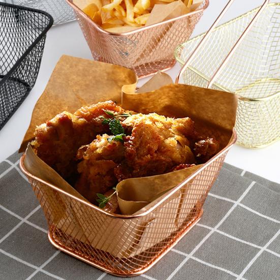 Quadratische Frittierkörbe Edelstahl Frittierkorb mit Griff Stahl Küchen Kochwerkzeug für Knusprige Pommes Frites Chip Korb Pommes Frites Netzkorb Lebensmittel