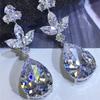 Exquisite Women'S Water Drop Large Zircon Earrings, Versatile Silver Plated Earrings