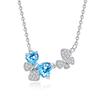 Natural Colored Gemstone Pendant S925 Sterling Silver Non-Fading Necklace Women's Butterfly Design Collarbone Chain
