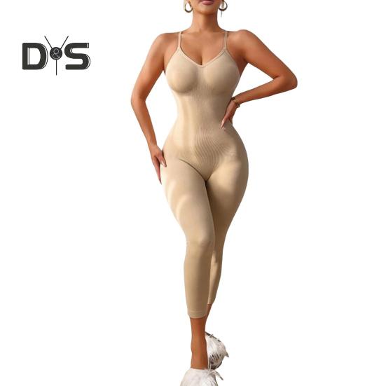 

Корректирующее белье Комбинезоны для женщин Без рукавов Боди с утягивающим эффектом и высокой талией Компрессионный комбинезон для всего тела L бежевый