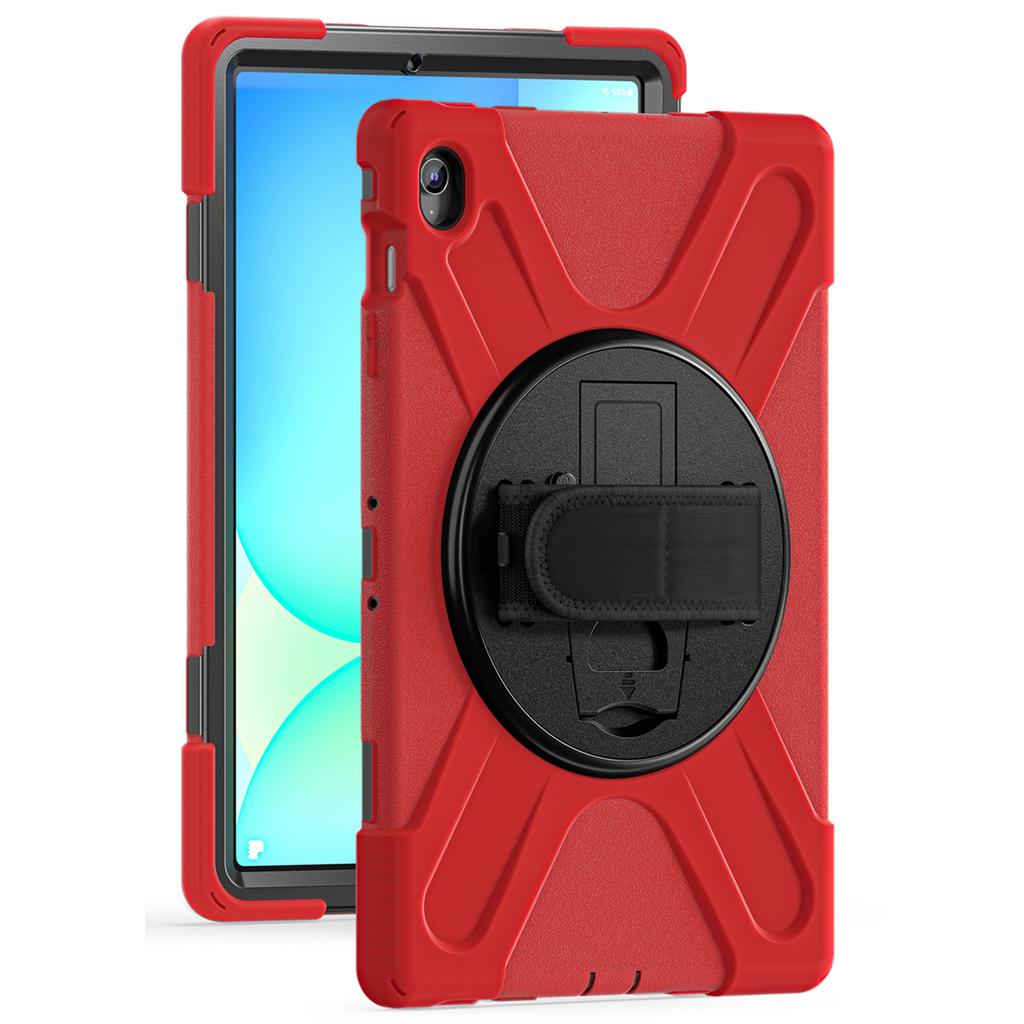 For Samsung Galaxy Tab S10 FE+ SM-X620/ SM-X626B Case Rotary Kickstand PC+Silicone Hand Strap Tablet Cover