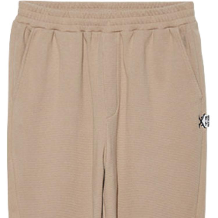 New Era FW22 Solid Color Elastic Waist Logo Print Sweatpants Knitted Sports Pants Unisex pants Beige 13350885