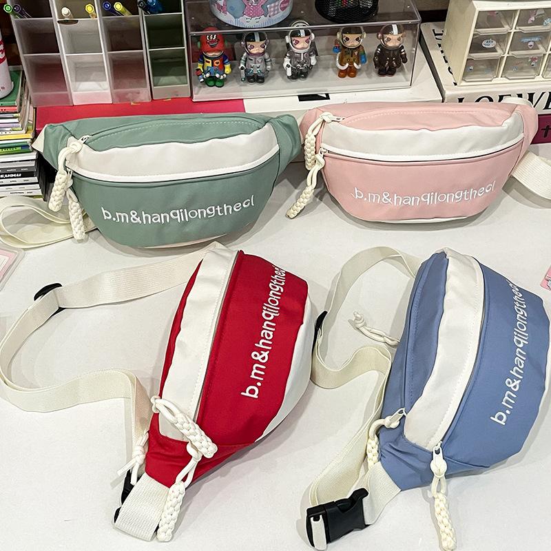 New Fashion Brand Ins High Value Fashion Personality Contrasting Chest Bag Waist Bag Letter Embroidered Crossbody Single Shoulder Mobile Phone Bag
