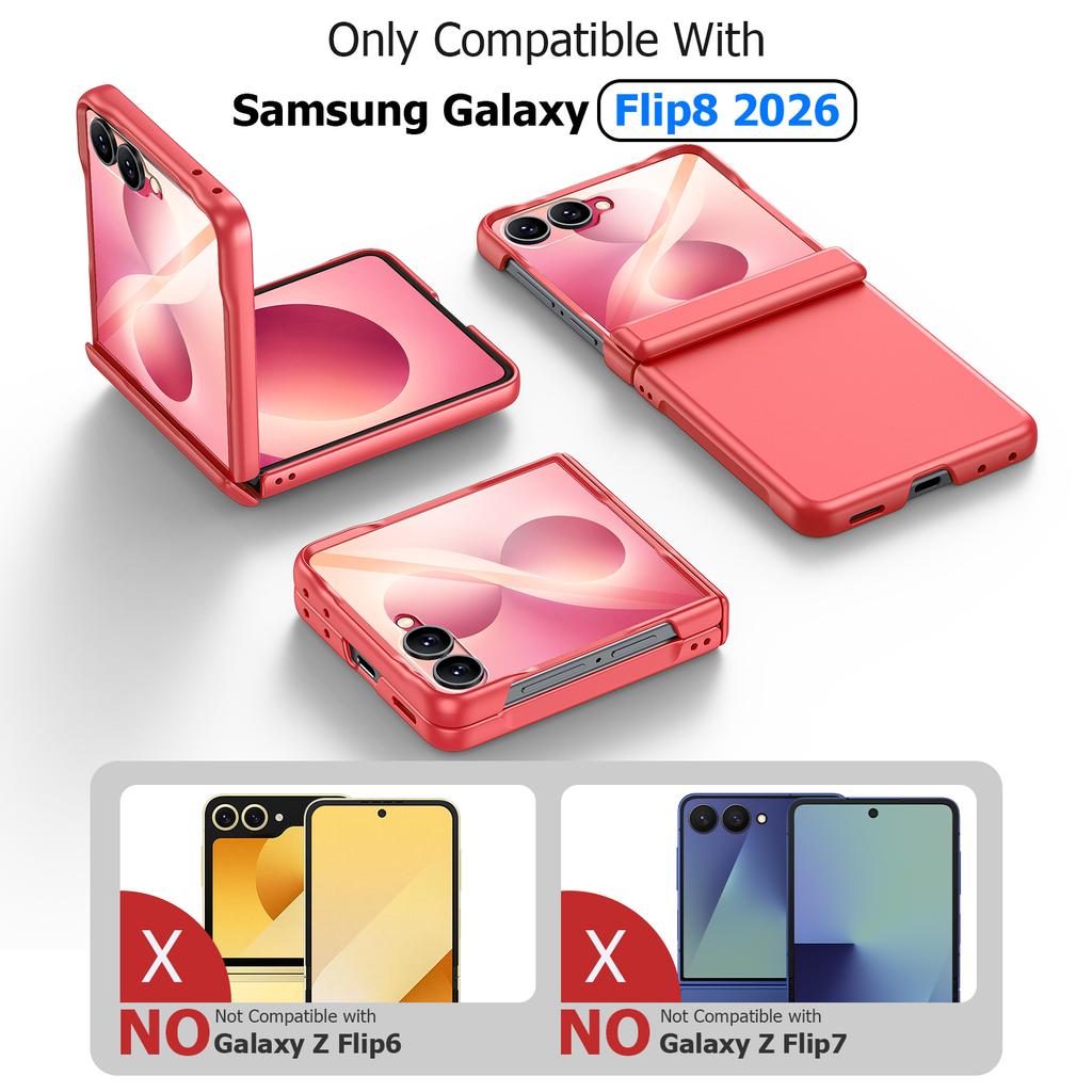 Samsung Galaxy Z Flip 8 Protective Case with Hinge Cover Raised Camera and Screen Edges-pink