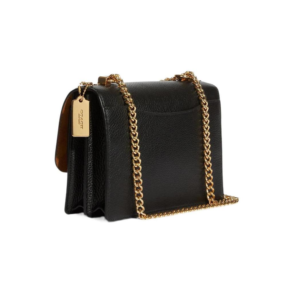 Coach X Diary Embroidery Klare 22 Solid Color Diary Embroidery Flap Chain Leather Accordion Shoulder Crossbody Bag Small Women bags Black C8283-IMA47
