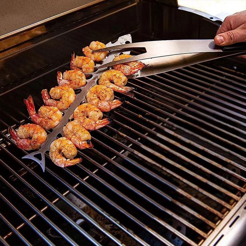 Stainless Steel Barbecue Skewers Rustproof Corrosion Resistant Reusable Unique Fish Bone Shape Grilling Skewers