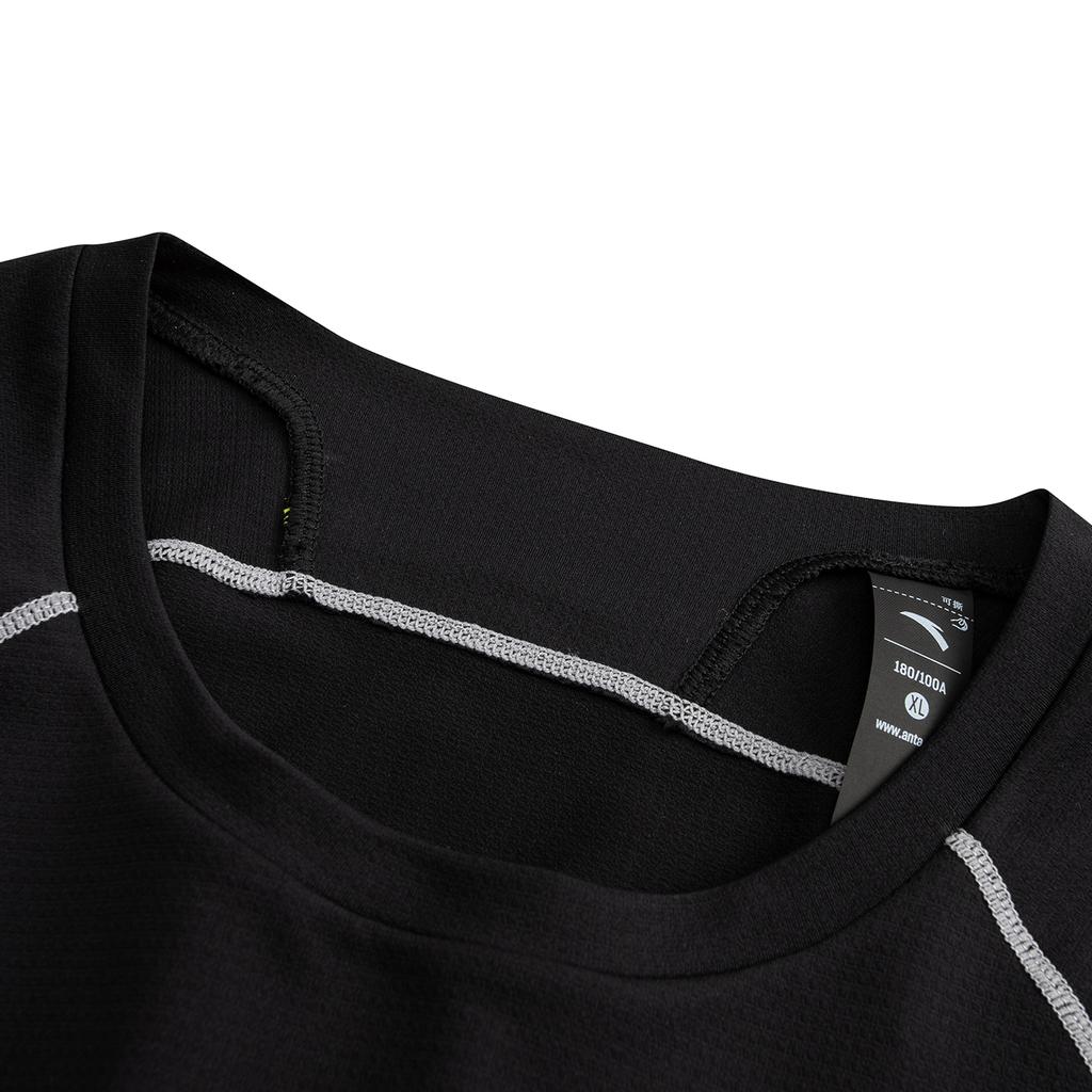 Anta Mens Short Sleeve Knitted T-Shirt Summer 2026 Men Tops Basic-Black 952625103-2