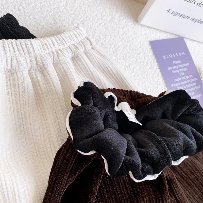 Very Fishy Girls' Winter Ribbed Wide-Leg Trousers (WE592): Thickened for Warmth