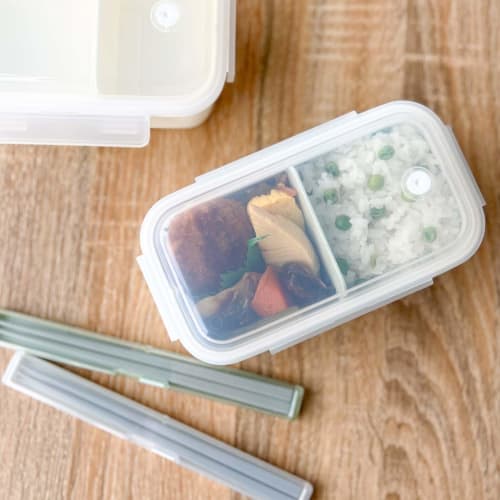 OSK Pale Color Lunch Box, Green [HPC-550D] Dishwasher and Microwave Safe with Dividers