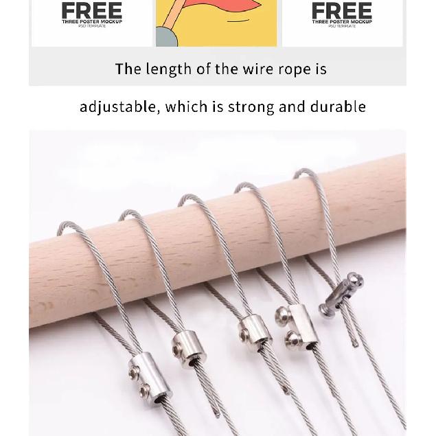 1-4mm Adjustable Stainless Steel Wire Rope Metal Suspension Clamp Used For Hanging Accessories Sling Screws Cable Fixing Tools