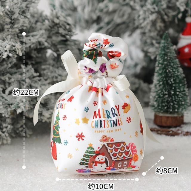 Christmas Cute Character Gift Bag - Drawstring Fabric Storage Bag for Children's Candy, Apple & Portable Party Favors