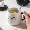 Artoon față zâmbitoare cu lingură de capac ceașcă ceramică de mare valoare cană drăguță cuplu cadou mic cană de apă cană rezistentă la temperaturi ridicate