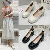 White Pearl Thick Heel Mary Jane Single Shoes Women's Waterproof Table 2025 Summer New French Retro with Skirt High Heels