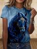 Children's Clothing Girl Clothes Short Sleeve Boys T-Shirt Casual Vintage Horse Print Kids Summer Clothes Girl Tops O-Neck Tee