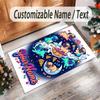 Pug Theme Crystal Velvet Floor Rug Personalized Custom Name Text Warm Carpet Home Decoration