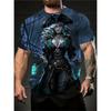 Modisches Herren-Rundhals-Kurzarm-3D-Casual-Farbprint-Casual-Kurzarm-Rundhals-T-Shirt