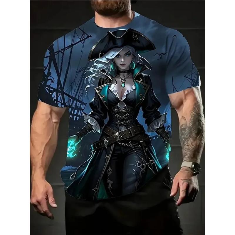 Modisches Herren-Rundhals-Kurzarm-3D-Casual-Farbprint-Casual-Kurzarm-Rundhals-T-Shirt