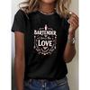 European Size Women's Bartender T-Shirt - Funny "Bartender I Present My Love" Cocktail  Heart Print Short Sleeve Top, Machine Washable Comfortable