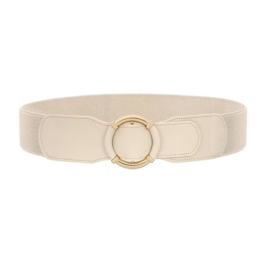 PU Waist Cincher Elegant Wide Chain for Dress Elastic PU Waistband Trendy Underbust Waist Chain Wide Belt