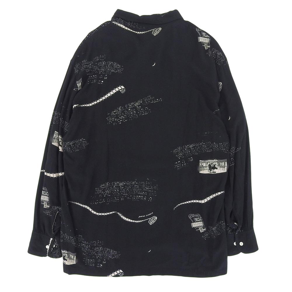 Porter Classic Rayon "Moonlit Black Aloha" Long Sleeve Shirt, Men's, Black, Size M Tops M blackUsed