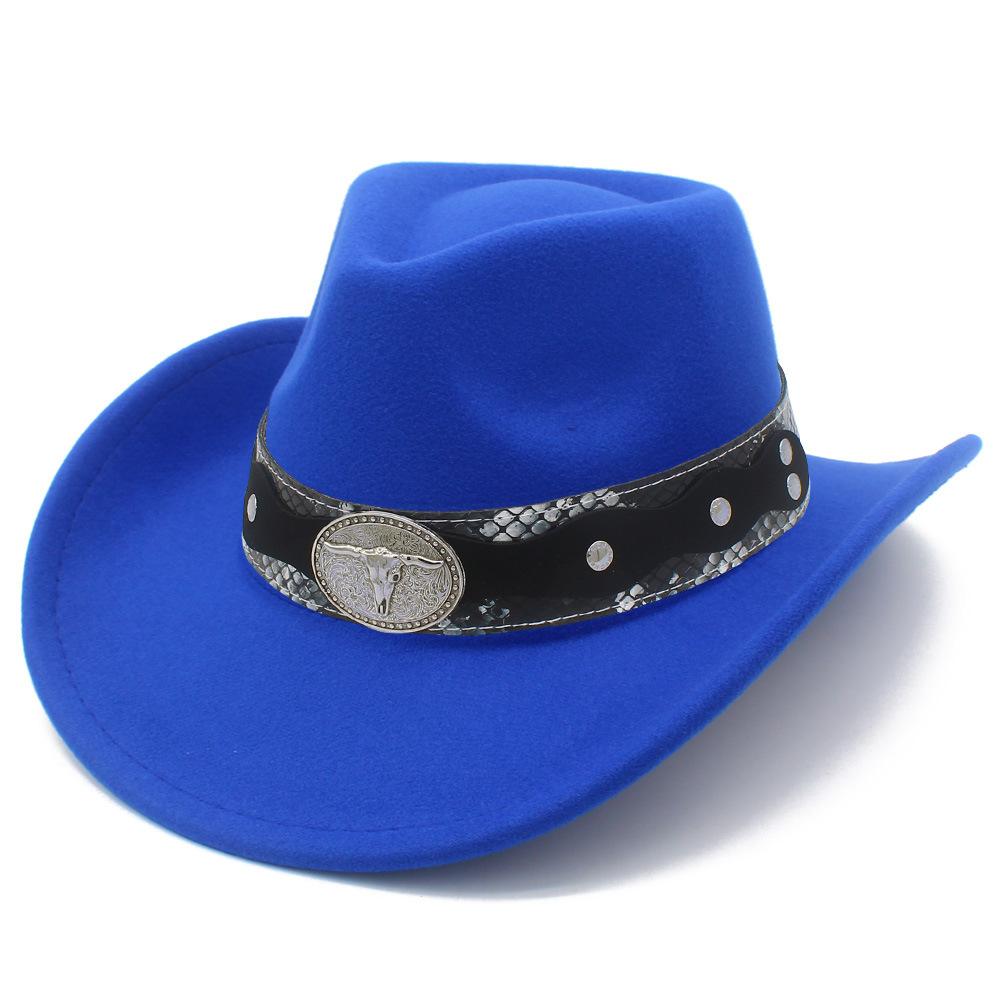 New Cow Head Belt Accessories Western Cowboy Hat Classic Retro Jazz Hat European and American Style Gentleman Hat