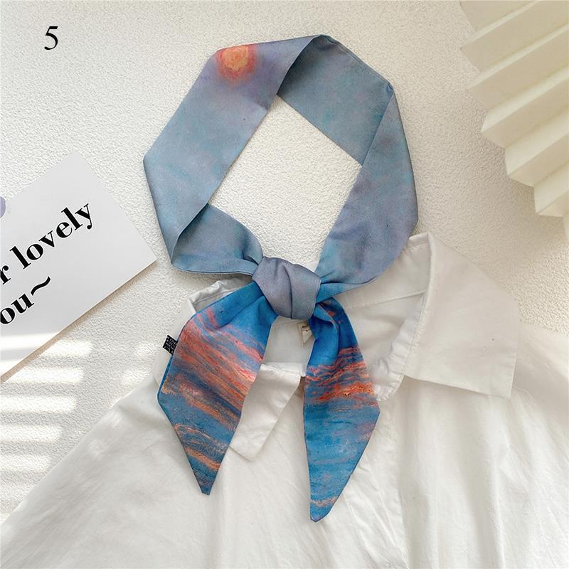 Eșarfă Lungă cu Imprimeu cu 26 de Litere, Bandă Subțire pentru Cap, Eșarfe de Gât, Bandă pentru Mâner de Geantă, Bandană, Elastic de Păr, Eșarfă de Gât, Eșarfe Mici de Mătase