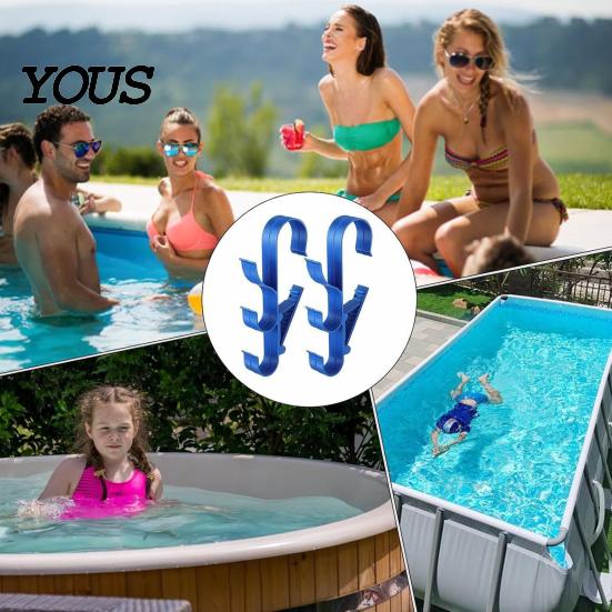 Swimming Pool Cleaning Supply Organizer Poolside Pole Hanger, with 3 Hook Configuration, Weather Resistant Maintenance Tool Management System
