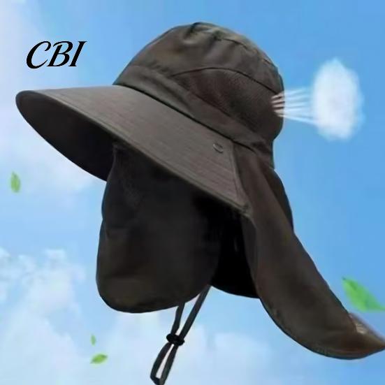 Fishing Bucket Hat Breathable Mesh Hat, 360-Degree Sunshade Fisherman with Detachable Face Sun Guard And Neck Flap, Adjustable Drawstring Outdoor