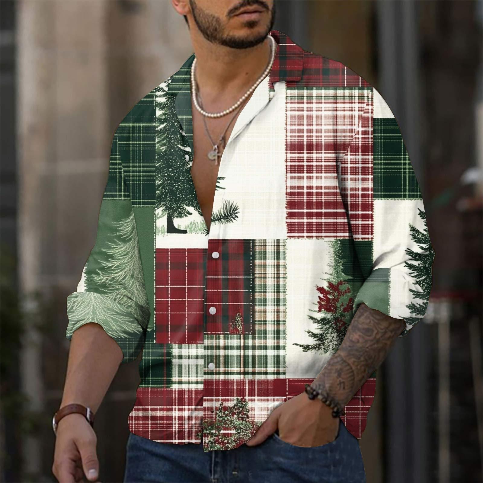 

Чоловіча повсякденна сорочка з довгими рукавами. Модний топ із лацканами L армія зелений колір