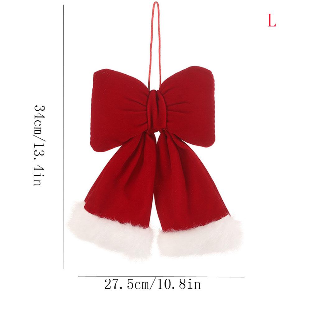 1pcs Red Bows Christmas Tree Decorations Velvet Ornament Bow with Rope for Xmas Home Wreath Fence Stairs Railing Fireplace Decor