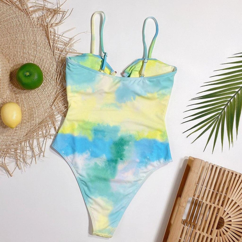 Hohe Taille Wone Ein Stück Badeanzug Weibliche Tie Dye Bademode Für Frauen Badeanzug Push-Up Monokini Schwimmen Anzug Bademode