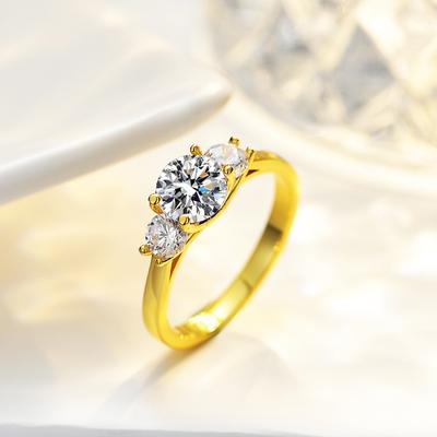 Fashion Real Moissanite Diamond Geometry Ring Pure S925 Sterling Silver 18K Gold Plating for Women Fine Jewelry Wedding Gift